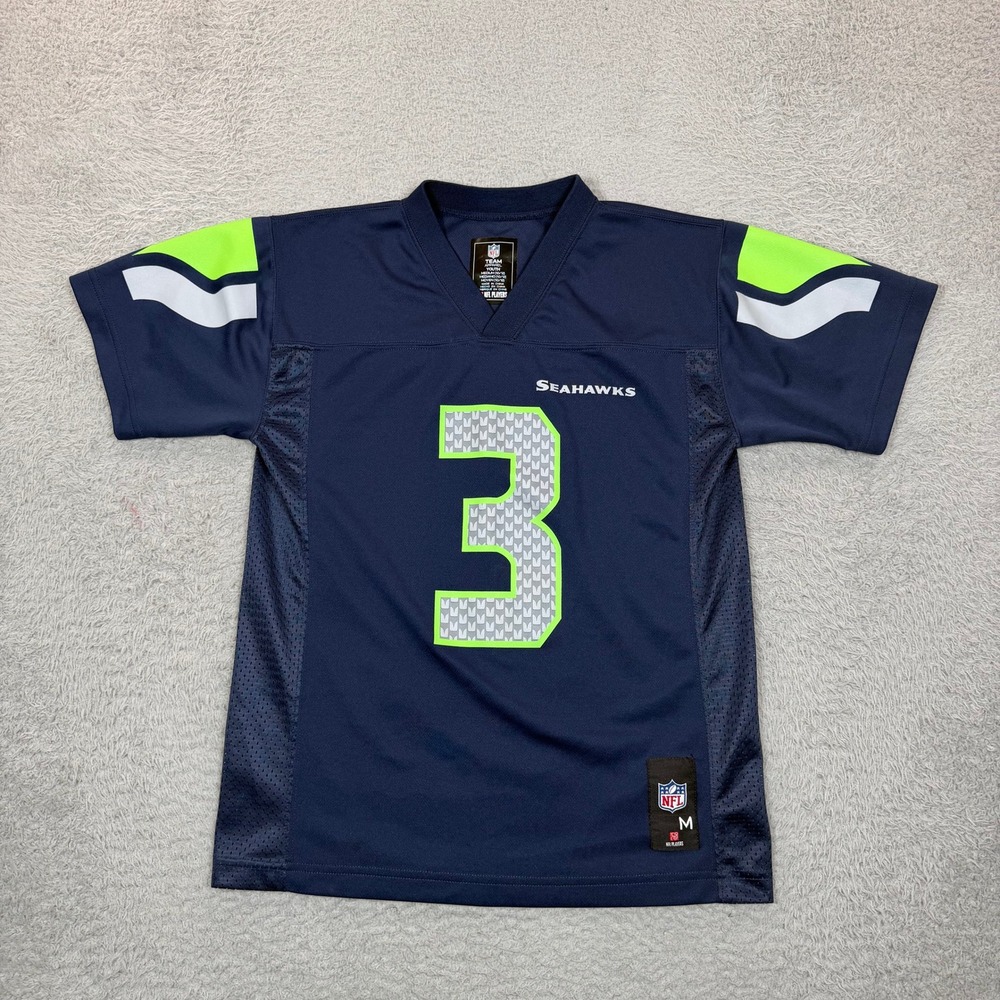 NFL Seattle Seahawks Russell Wilson 3 Youth Jersey Medium 10-12 Navy Blue